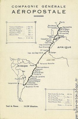 Les lignes de l'Aéropostale en avril 1928 (total réseau : 14.130 kms)